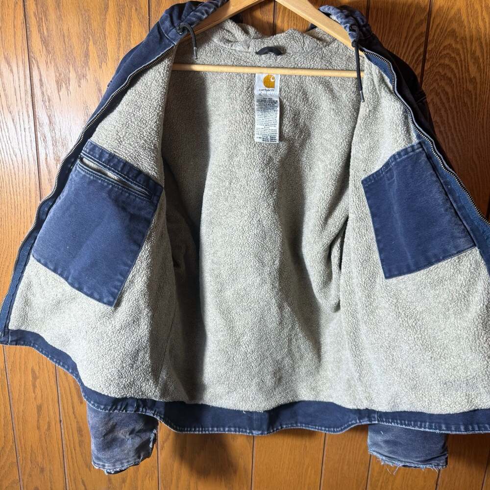 Carhartt J141 MDT Sherpa-Lined Sandstone Sierra Jacket Midnight Blue Size Large - Picture 5 of 6